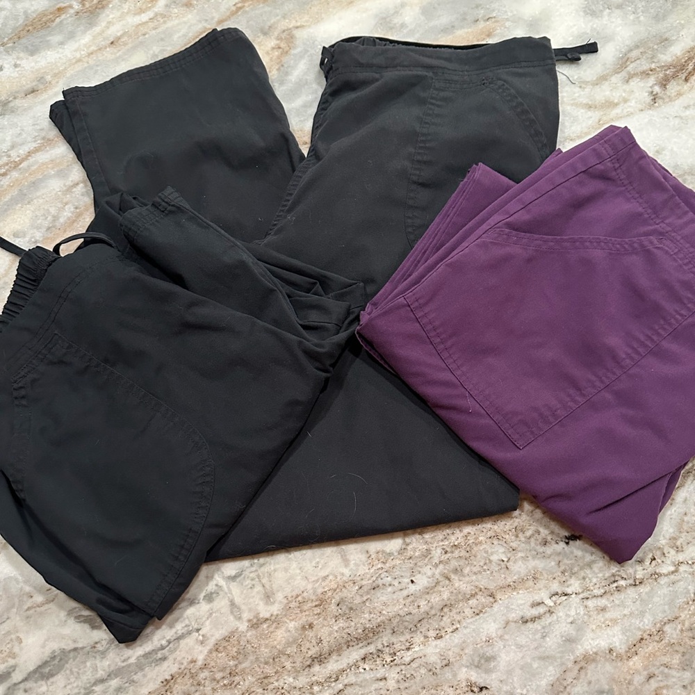 Women’s Scrubstar Black and Purple Scrub Pants